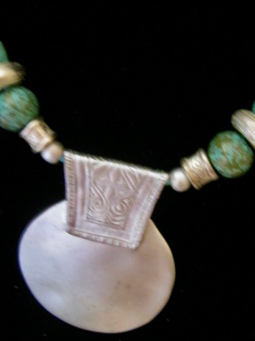 VCLM ORIGINAL TRADEMARKED PENDANT NECKLACE IN SILVER & TURQOUISE